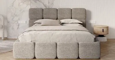 Čalouněná postel DELICATO 160x200 cm Šedá Cleo s úložným prostorem kovový rošt