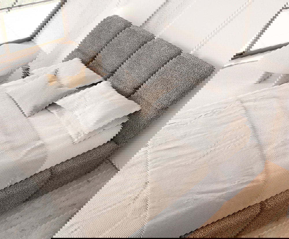 Čalúnená posteľ DELICATO 140x200 cm Tmavo sivá Cleo s úložným priestorom kovový rošt