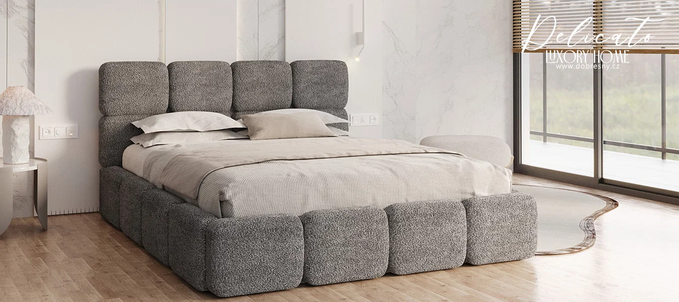 Čalouněná postel DELICATO 160x200 cm Tmavě šedá Cleo s úložným prostorem kovový rošt