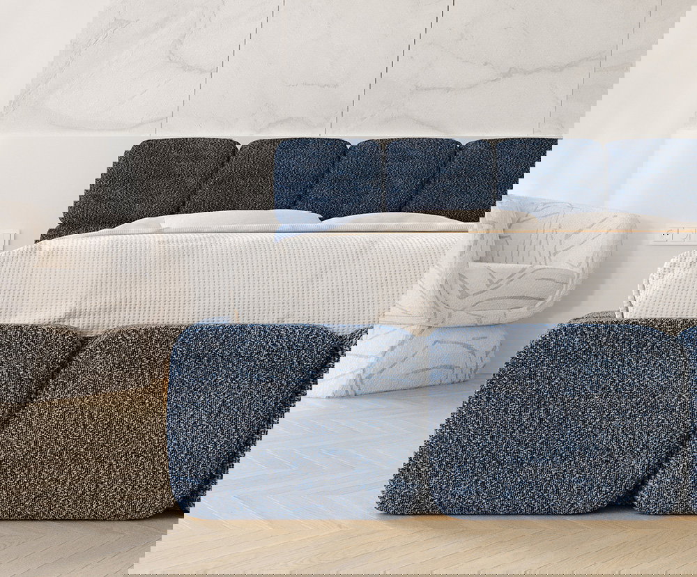 Čalúnená posteľ DELICATO 140x200 cm Modrá Cleo s úložným priestorom kovový rošt