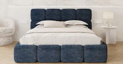 Čalouněná postel DELICATO 160x200 cm Modrá Cleo s úložným prostorem kovový rošt