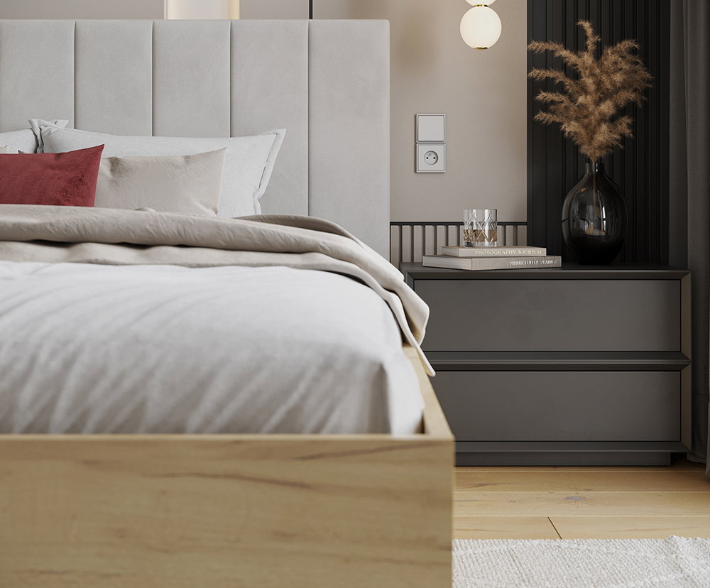 Čalúnená posteľ GRENADA 90x200 cm so zdvižným roštom biela