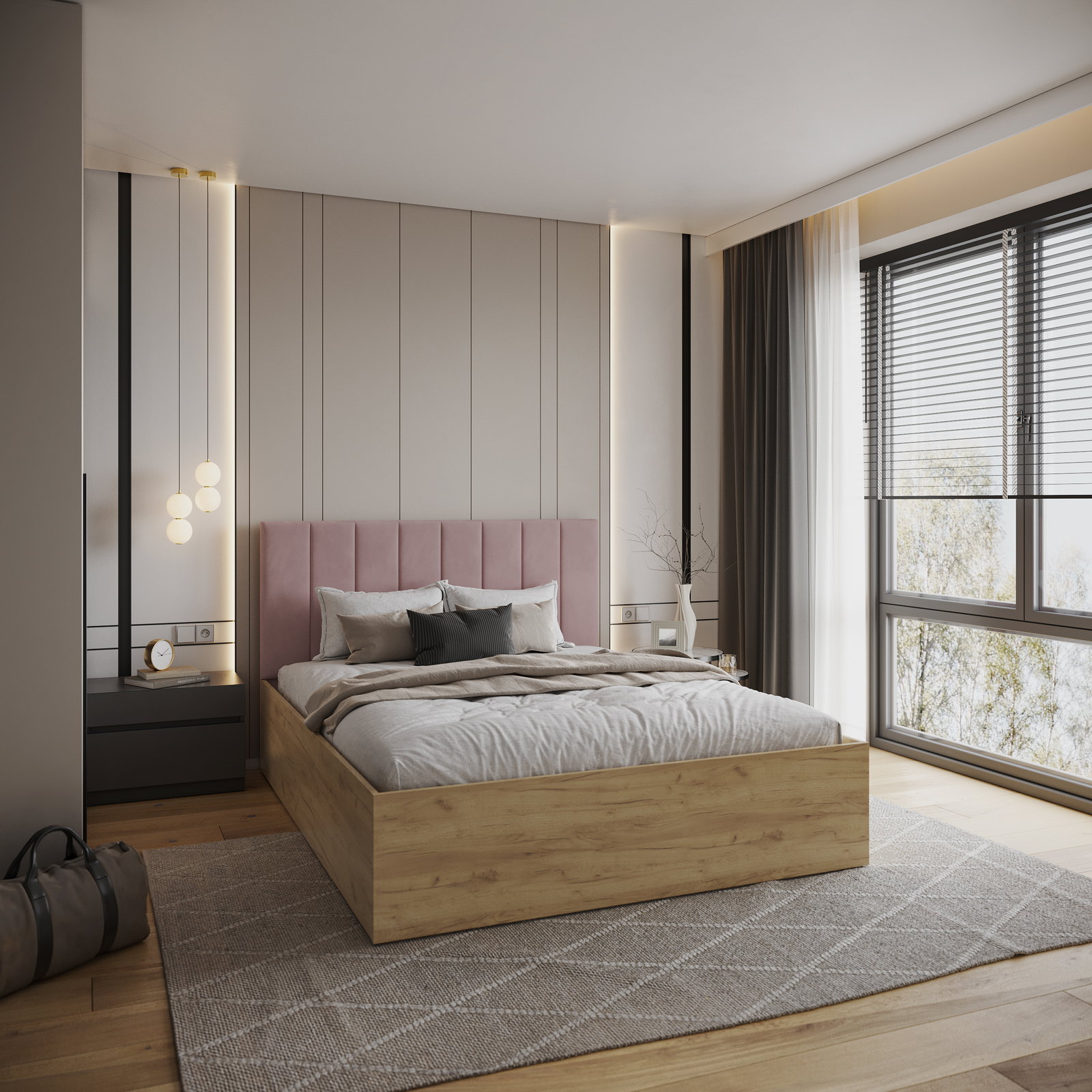 Čalúnená posteľ GRENADA 90x200 cm so zdvižným roštom ružová