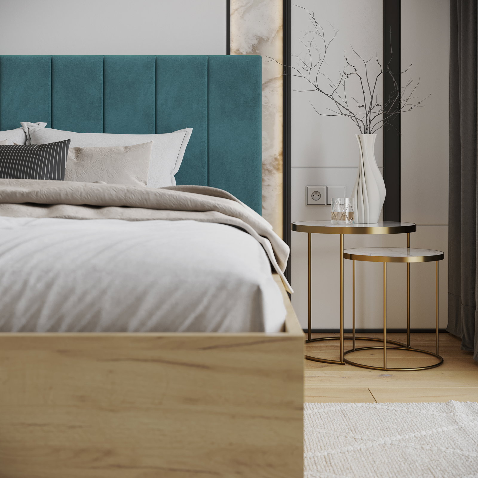 Čalúnená posteľ GRENADA 90x200 cm so zdvižným roštom tyrkysová