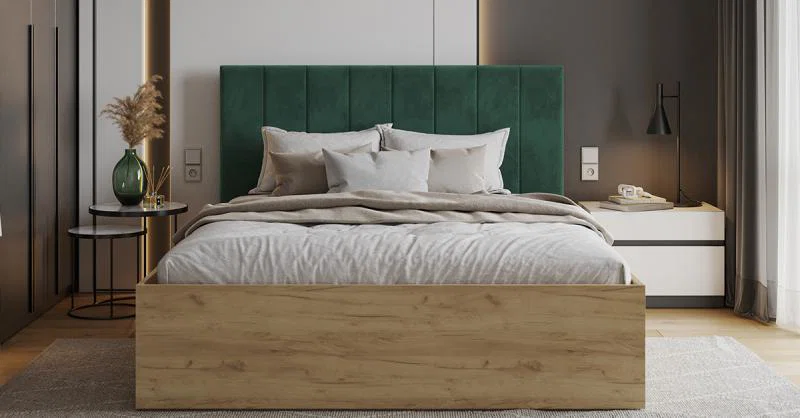 Čalouněná postel GRENADA 160x200 cm se zdvižným roštem zelená