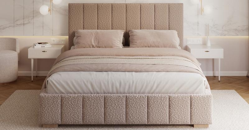 Čalouněná postel AUSTIN 90x200cm Růžová Boucle s úložným prostorem kovový rošt