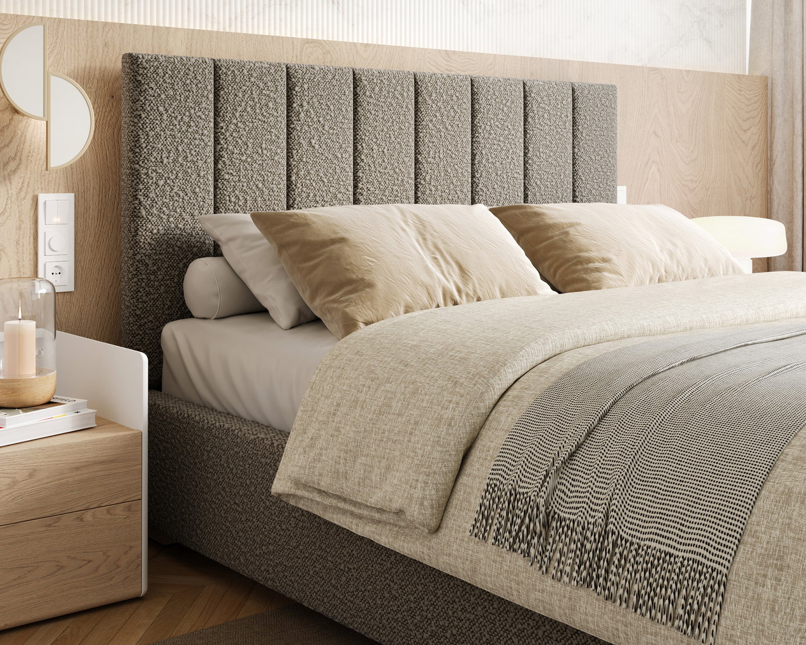 Čalúnená posteľ AUSTIN 90x200cm Tmavo sivá Boucle s úložným priestorom kovový rošt