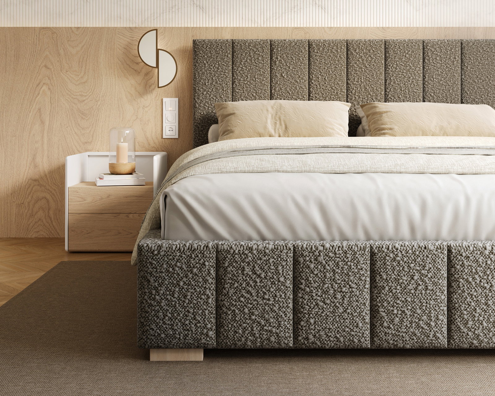 Čalúnená posteľ AUSTIN 90x200cm Tmavo sivá Boucle s úložným priestorom kovový rošt