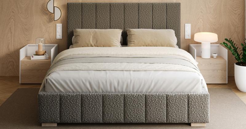 Čalouněná postel AUSTIN 120x200cm Tmavě šedá Boucle s úložným prostorem kovový rošt