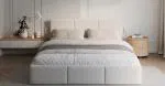 Čalouněná postel FRESIA 160x200cm Bílá Paris s úložným prostorem kovový rošt