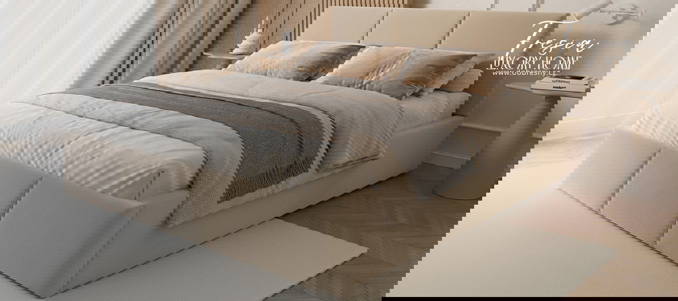 Čalúnená posteľ FRESIA 90x200cm Krémová Paris s úložným priestorom kovový rošt