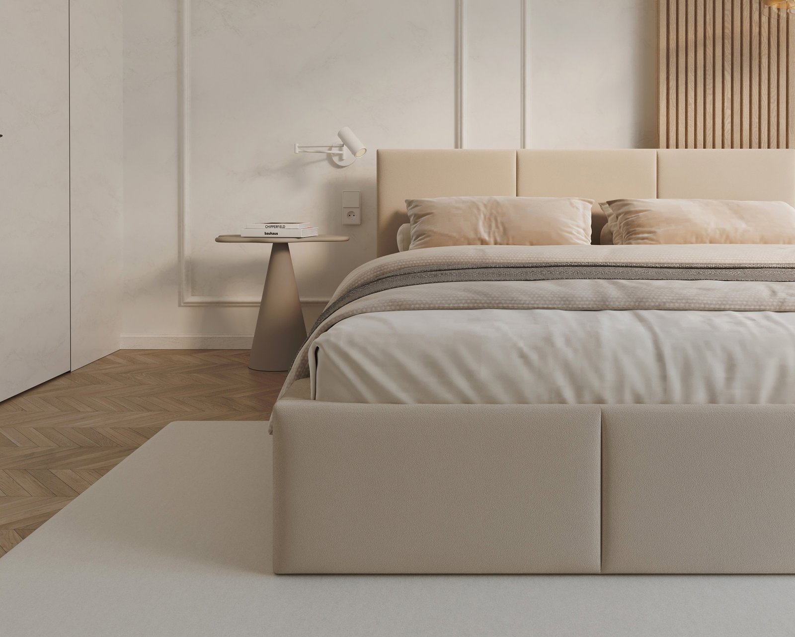 Čalúnená posteľ FRESIA 90x200cm Krémová Paris s úložným priestorom kovový rošt