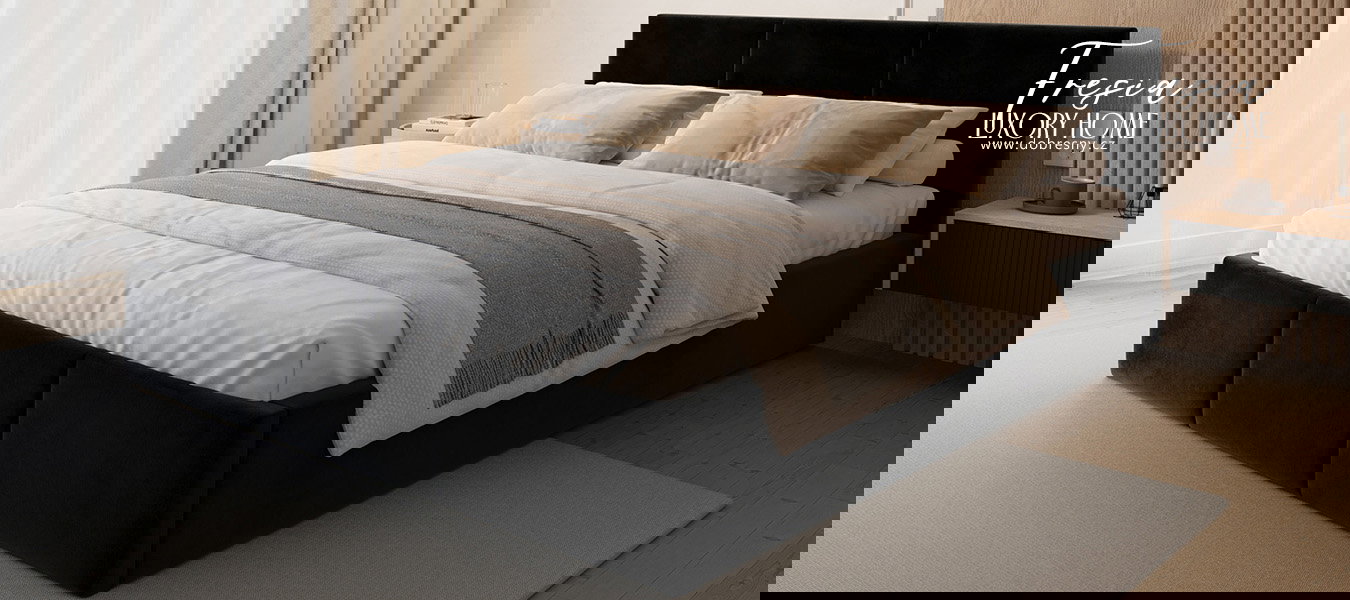 Čalúnená posteľ FRESIA 90x200cm Čierna Paris s úložným priestorom kovový rošt