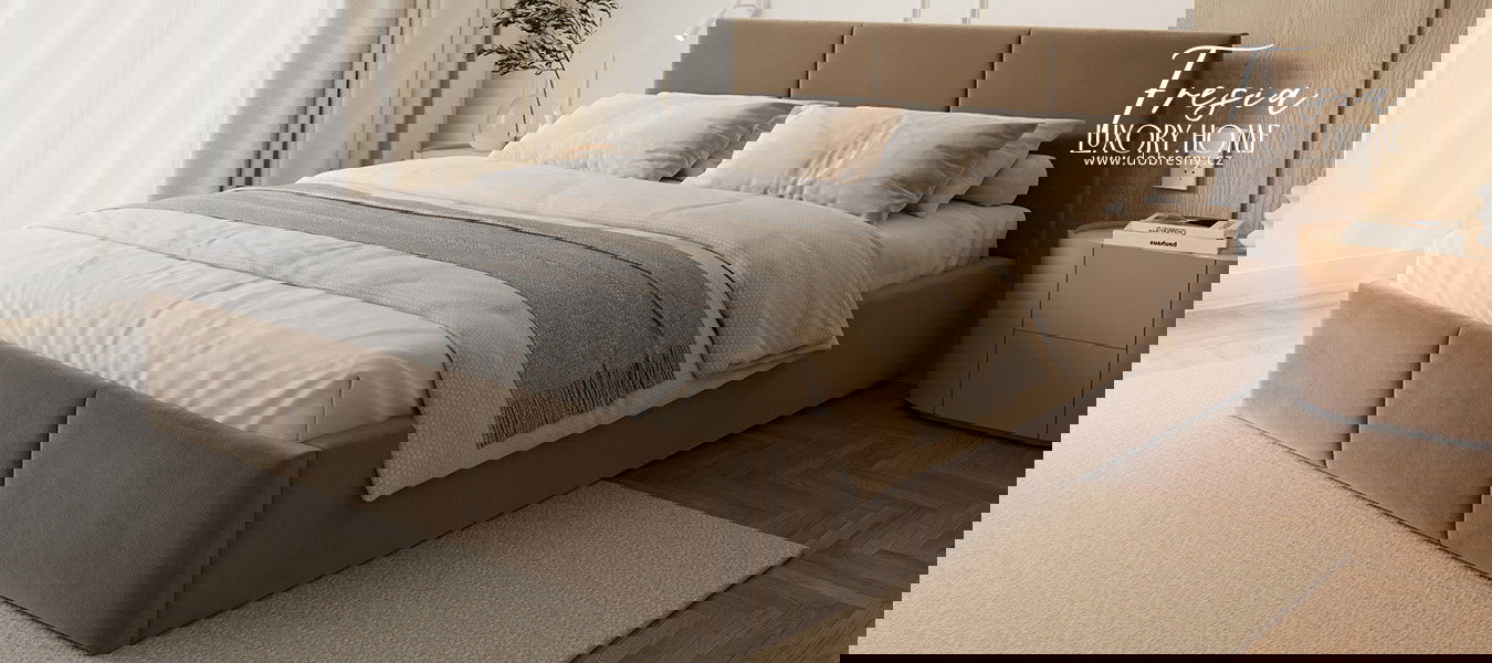 Čalúnená posteľ FRESIA 90x200cm Hnedá Paris s úložným priestorom kovový rošt