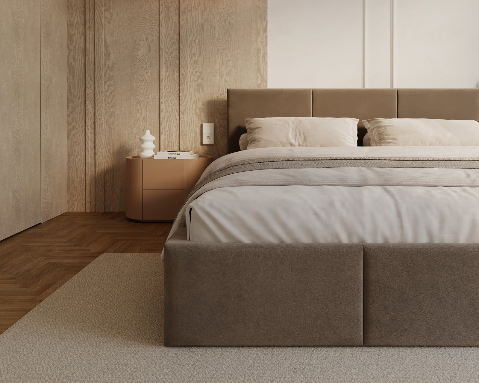 Čalúnená posteľ FRESIA 90x200cm Hnedá Paris s úložným priestorom kovový rošt