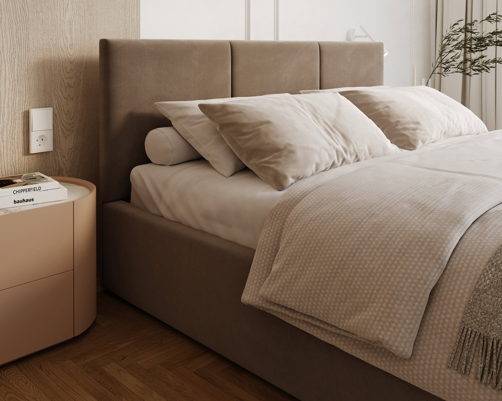 Čalúnená posteľ FRESIA 90x200cm Hnedá Paris s úložným priestorom kovový rošt