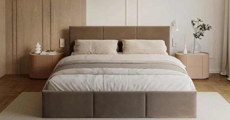 Čalouněná postel FRESIA 90x200cm Hnědá Paris s úložným prostorem kovový rošt