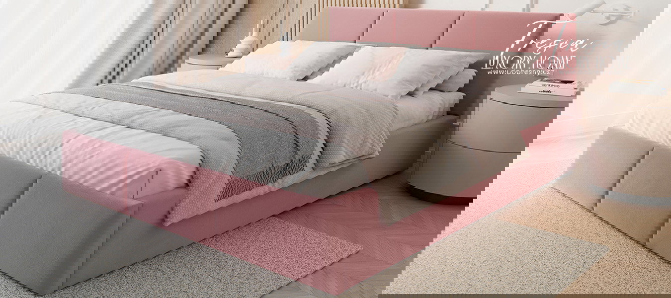 Čalúnená posteľ FRESIA 90x200cm Ružová Paris s úložným priestorom kovový rošt