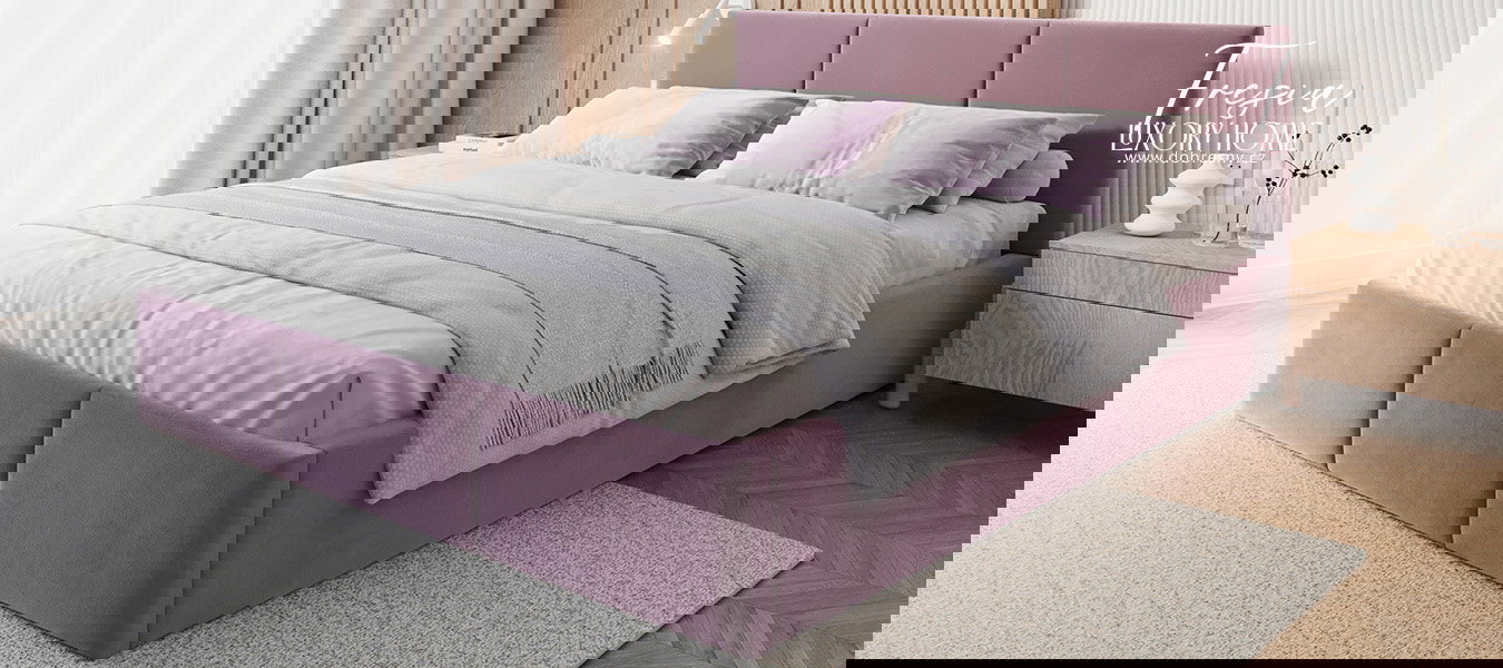 Čalúnená posteľ FRESIA 90x200cm Fialová Paris s úložným priestorom kovový rošt