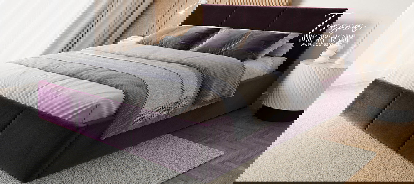 Čalúnená posteľ FRESIA 90x200cm Tmavo fialová Paris s úložným priestorom kovový rošt