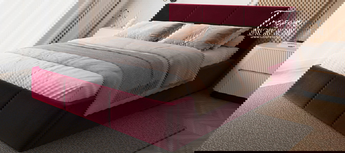 Čalúnená posteľ FRESIA 90x200cm Vínová Paris s úložným priestorom kovový rošt