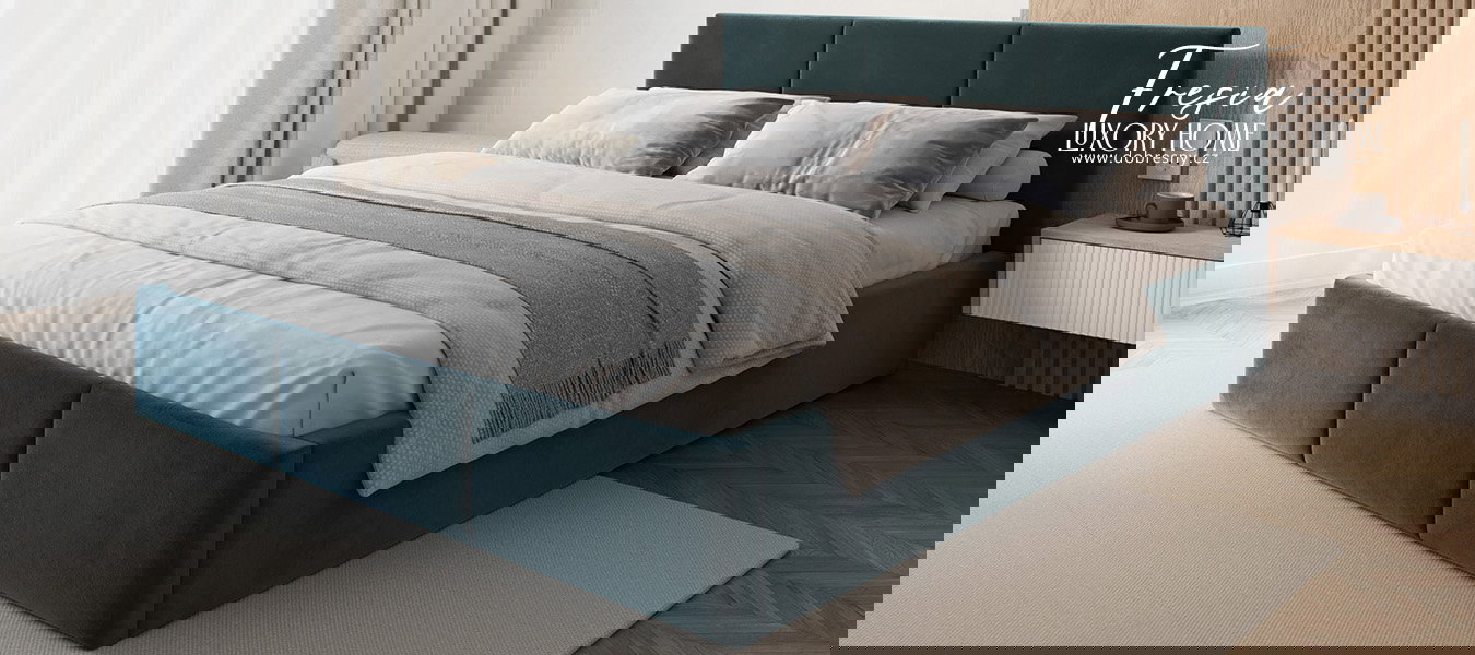 Čalúnená posteľ FRESIA 90x200cm Modrá Paris s úložným priestorom kovový rošt