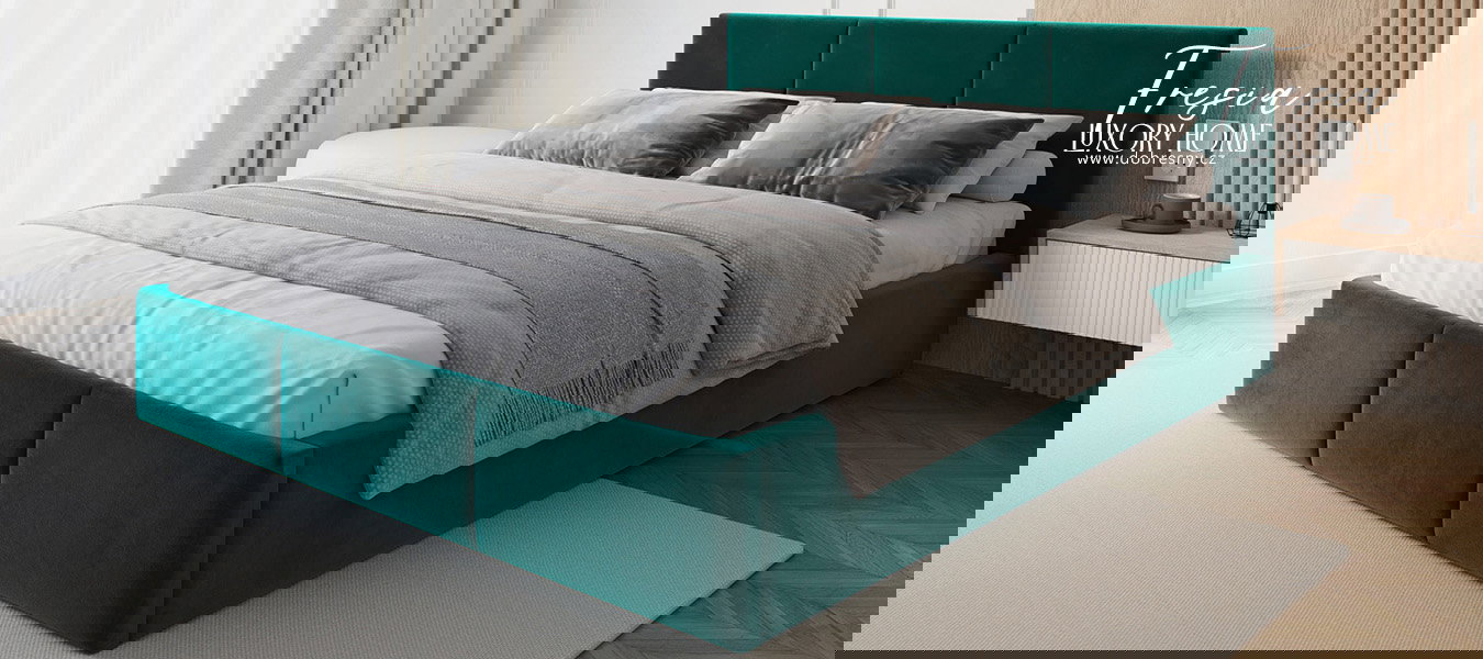 Čalúnená posteľ FRESIA 90x200cm Tyrkysová Paris s úložným priestorom kovový rošt