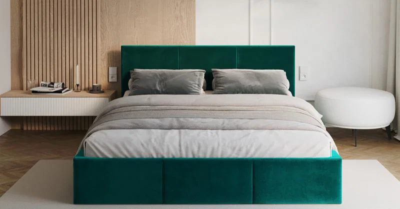 Čalouněná postel FRESIA 180x200cm Tyrkysová Paris s úložným prostorem kovový rošt