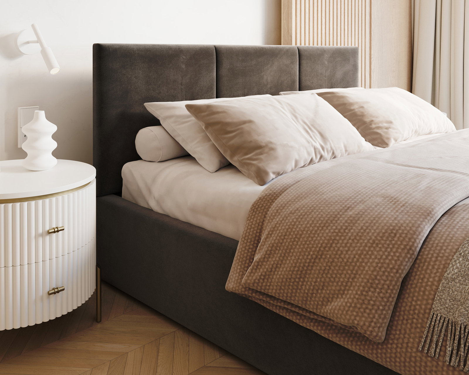 Čalúnená posteľ FRESIA 90x200cm Tmavo sivá Paris s úložným priestorom kovový rošt