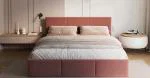 Čalouněná postel FRESIA 180x200cm Lososová Paris s úložným prostorem kovový rošt
