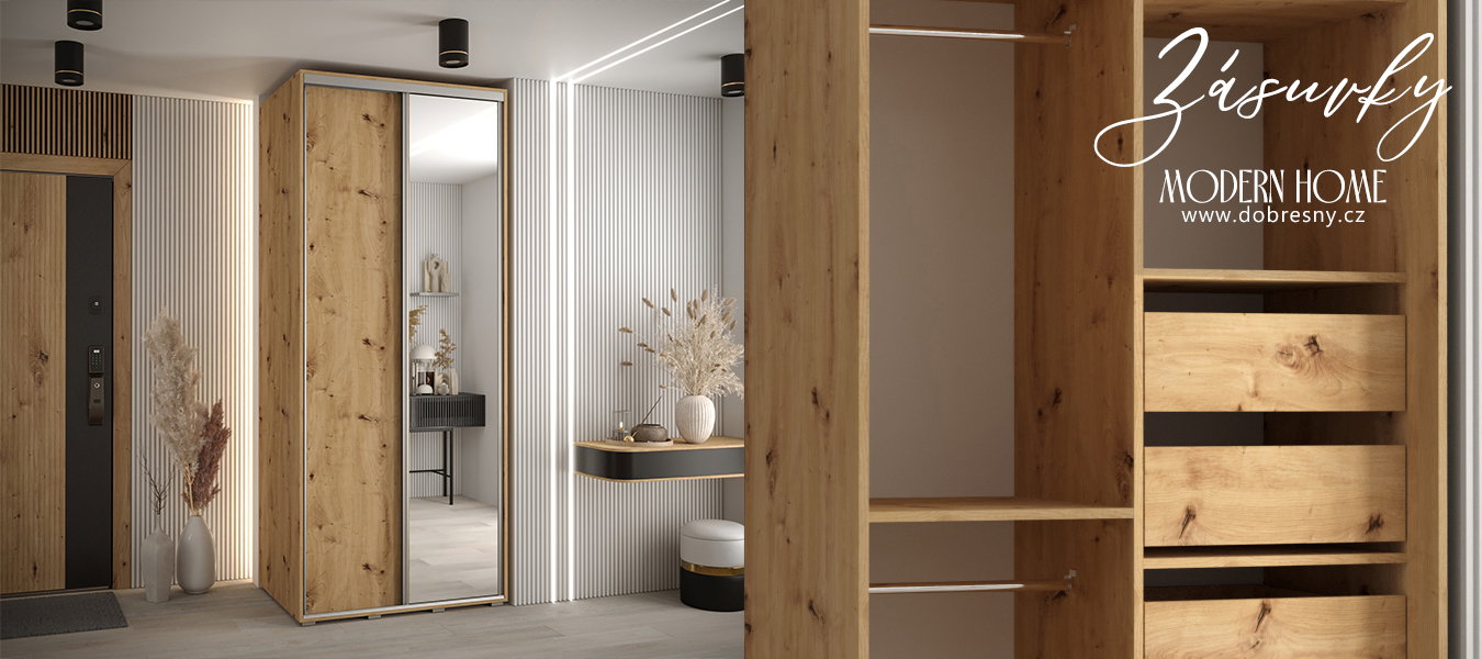 Sada zásuviek 2ks - Do šatníkových skríň s posuvnými dverami 100cm | Dub Artisan