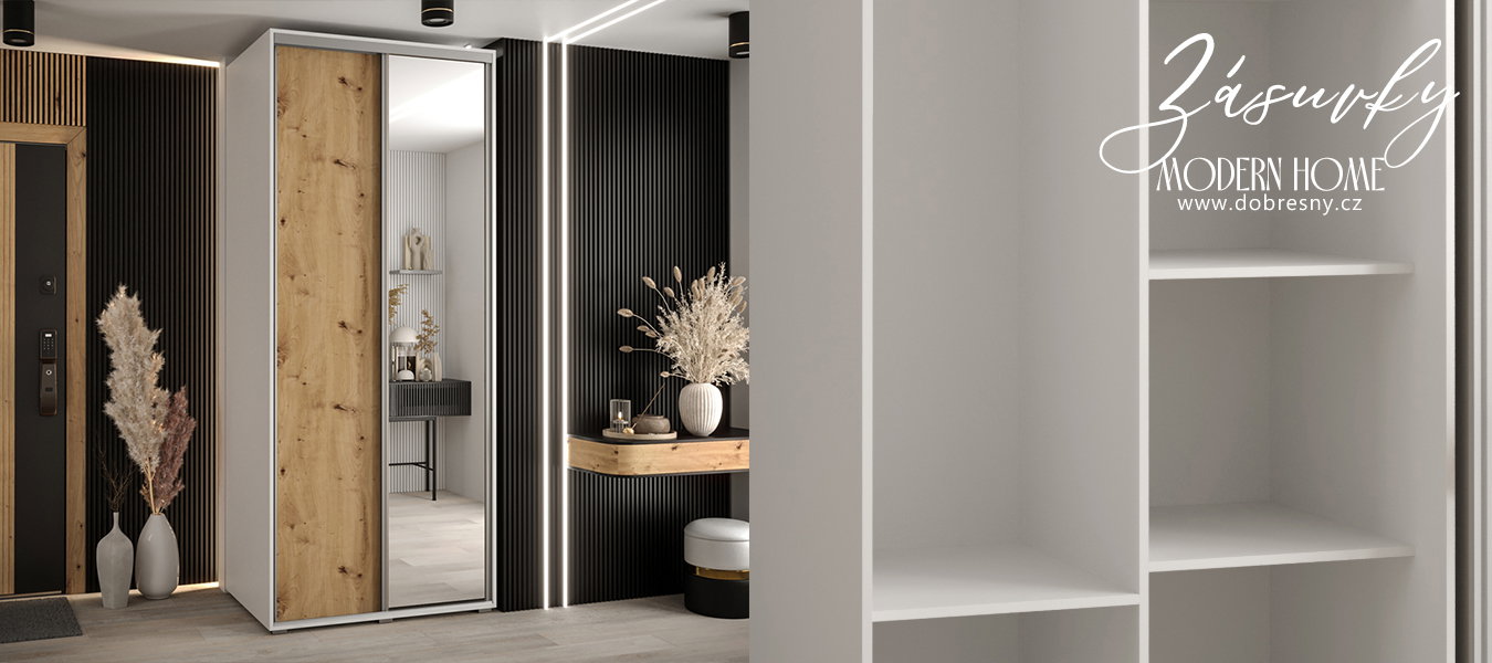 Sada zásuviek 2ks - Do šatníkových skríň s posuvnými dverami 100cm | Biela