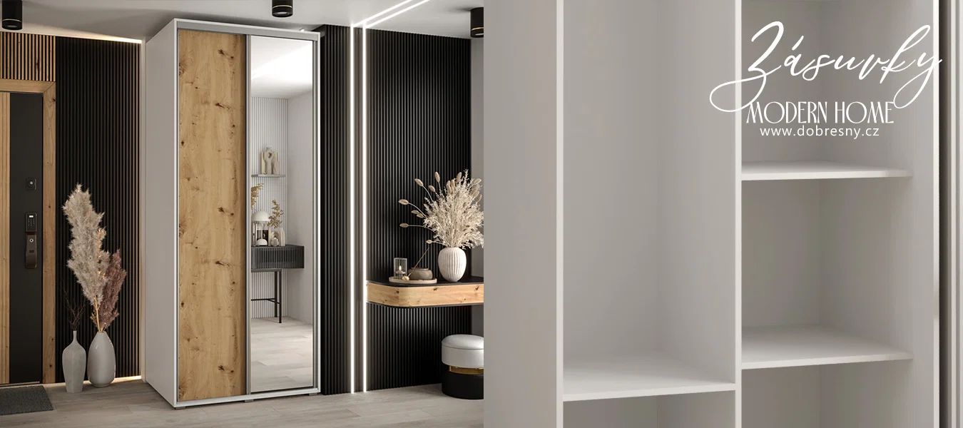 Sada zásuvek 2ks - Do šatních skříní s posuvnými dveřmi 250cm | Bílá