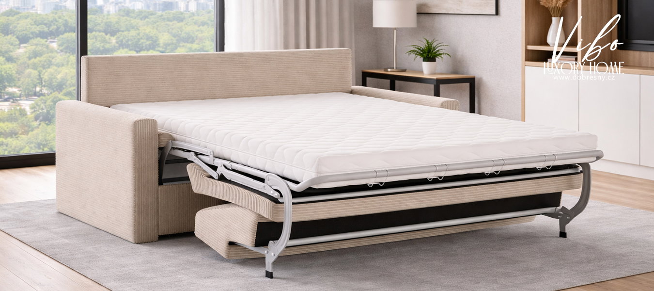 Rozkladacia pohovka VIBO HNEDÁ SZTRUKS 140x198cm