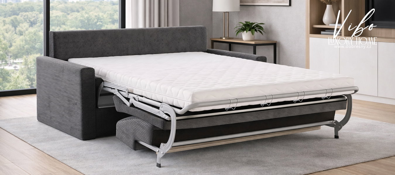 Rozkladacia pohovka VIBO GRAFIT SZTRUKS 140x198cm