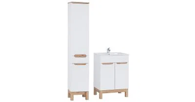 Koupelnová sestava BALI WHITE 60cm s vysokou skříňkou a umyvadlem