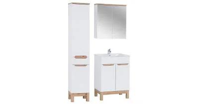 Koupelnová sestava BALI WHITE 60cm s vysokou skříňkou, zrcadlem a umyvadlem