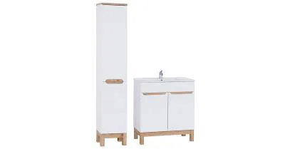 Koupelnová sestava BALI WHITE 80cm s vysokou skříňkou 2D a umyvadlem