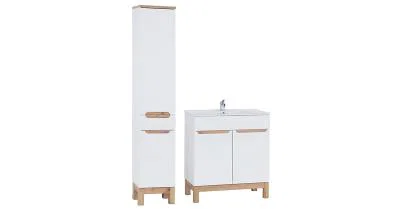 Koupelnová sestava BALI WHITE 80cm s vysokou skříňkou 2D1S a umyvadlem