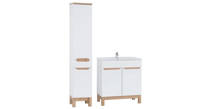Koupelnová sestava BALI WHITE 80cm s vysokou skříňkou 2D1S a umyvadlem