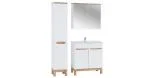 Koupelnová sestava BALI WHITE 80cm s vysokou skříňkou 2D, zrcadlem a umyvadlem