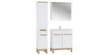 Koupelnová sestava BALI WHITE 80cm s vysokou skříňkou 2D1S, zrcadlem a umyvadlem