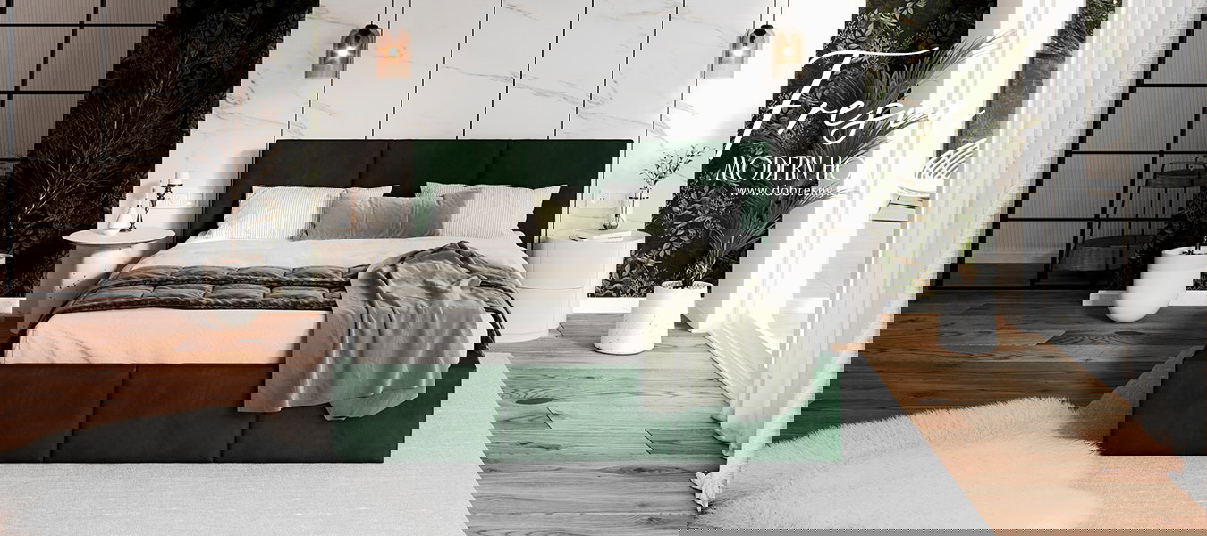Čalúnená posteľ FRESIA 180x200 s kovovým zdvižným roštom ZELENÁ