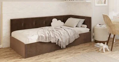 Postel EDDY 2 pro děti a mládež hnědá TRINITY 90x200 kovový zdvižný rošt