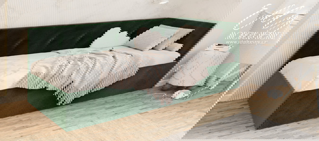 Posteľ EDDY 2 pre deti a mládež zelená TRINITY 90x200 kovový zdvižný rošt