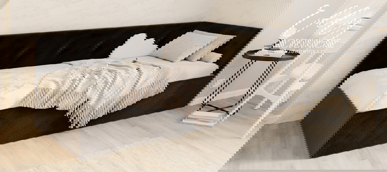 Posteľ EDDY 2 pre deti a mládež čierna TRINITY 90x200 kovový zdvižný rošt