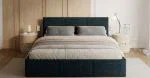 Čalouněná postel FRESIA 180x200cm Tmavě modrá Ottawa s úložným prostorem kovový rošt