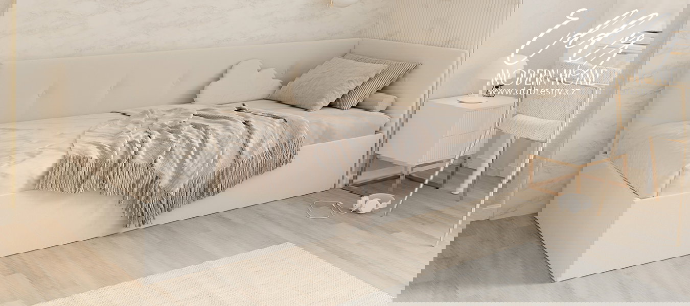 Posteľ EDDY 2 pre deti a mládež biela TRINITY 100x200 kovový zdvižný rošt