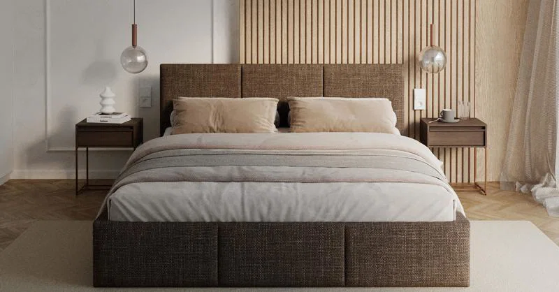 Čalouněná postel FRESIA 180x200cm Hnědá Ottawa s úložným prostorem kovový rošt