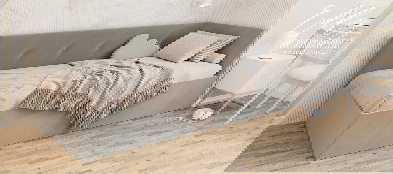 Posteľ EDDY 2 pre deti a mládež šedá TRINITY 100x200 kovový zdvižný rošt